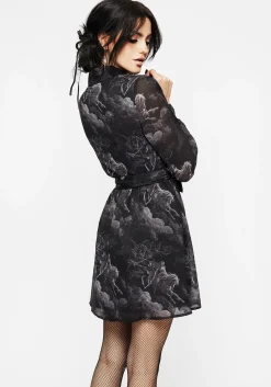Revelation Chiffon Mini Shirt Dress