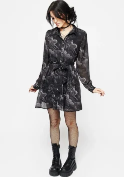 Revelation Chiffon Mini Shirt Dress