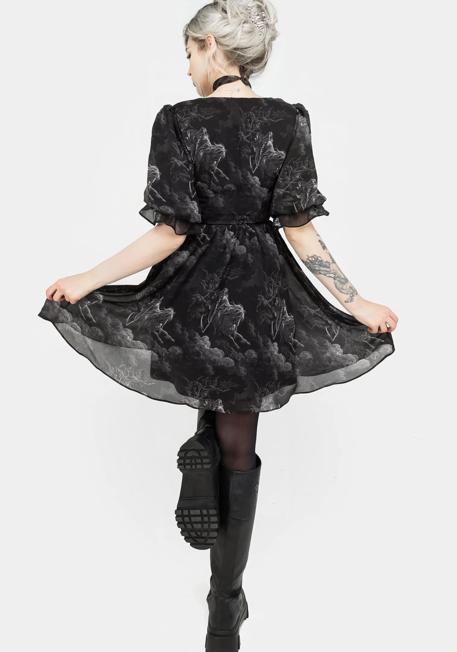 Revelation Chiffon Puff Sleeve Mini Dress