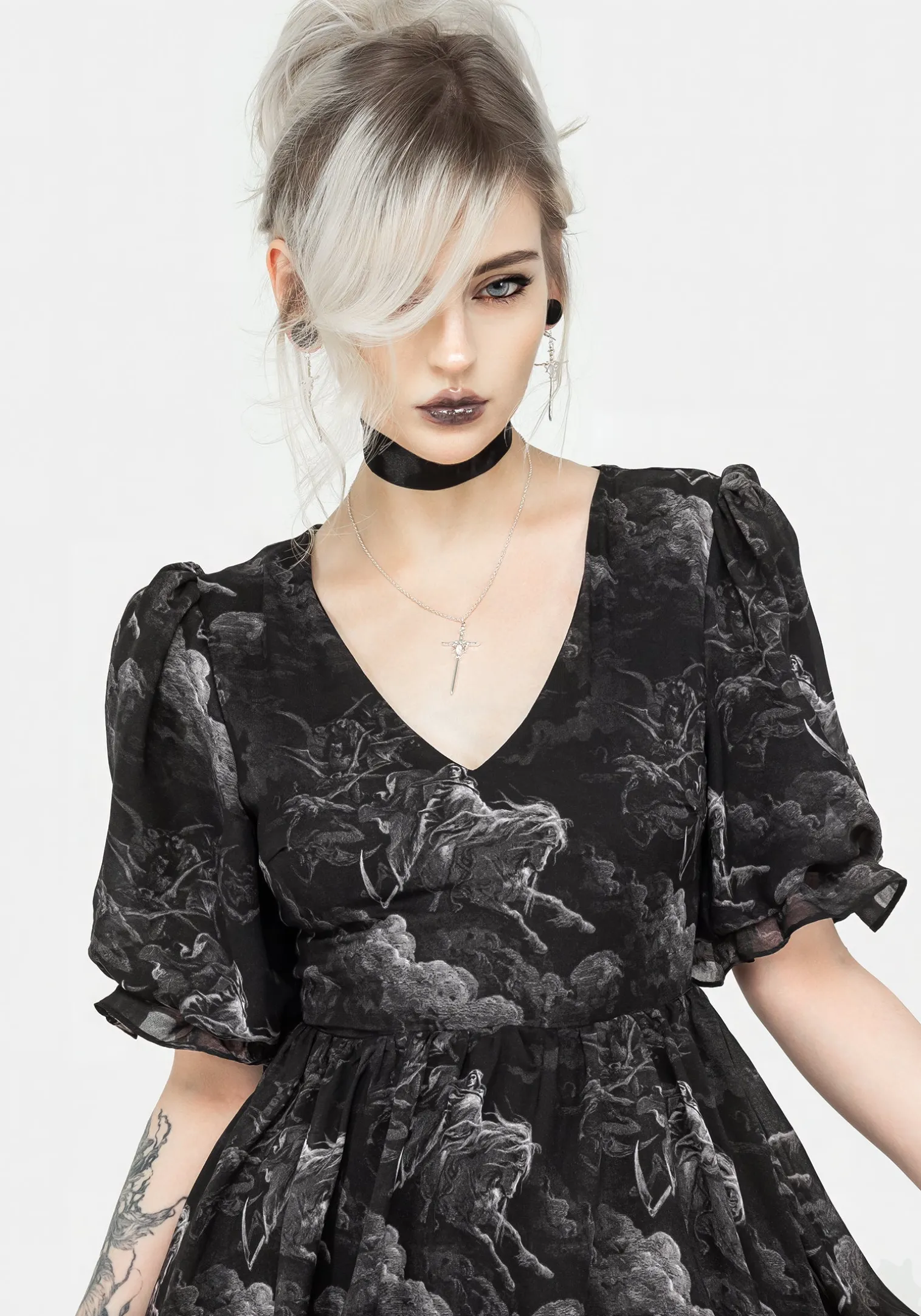 Revelation Chiffon Puff Sleeve Mini Dress