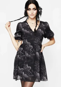 Revelation Chiffon Puff Sleeve Mini Dress