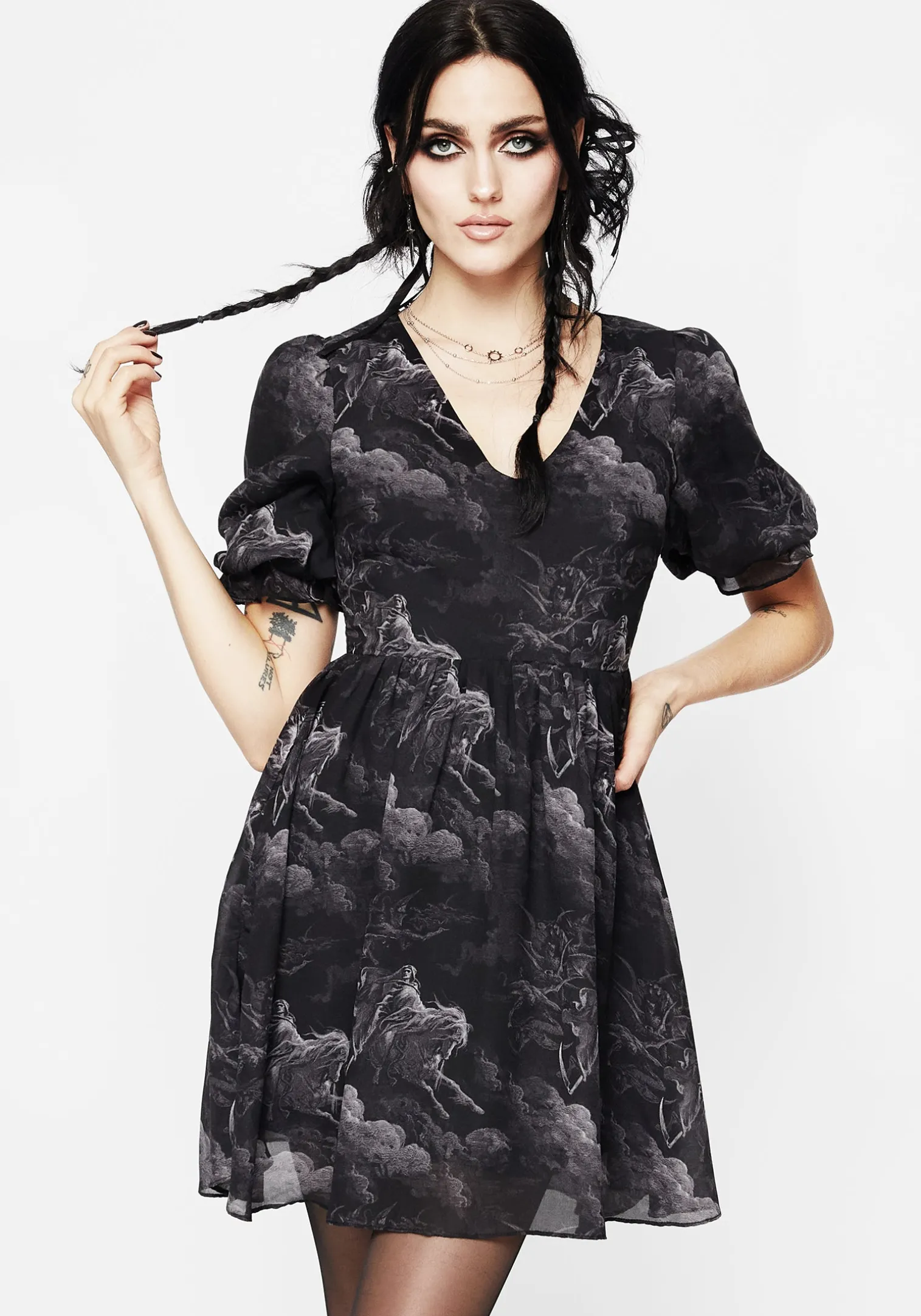 Revelation Chiffon Puff Sleeve Mini Dress