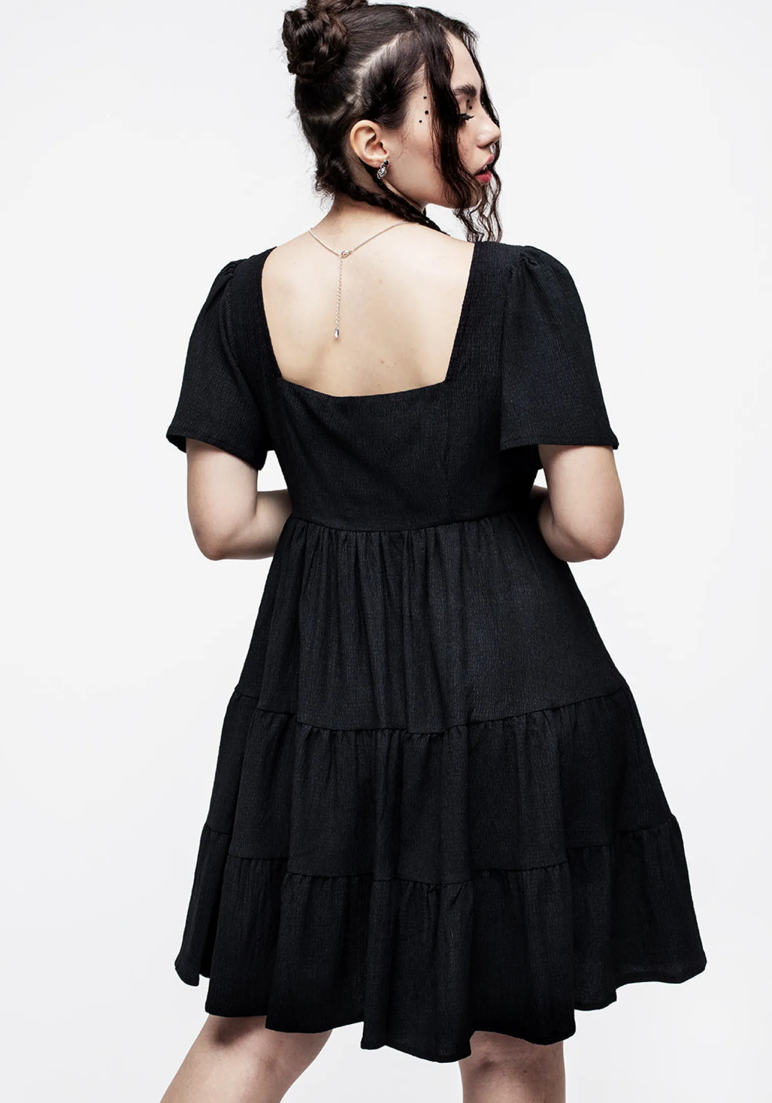 Revenge Tiered Crinkle Mini Dress