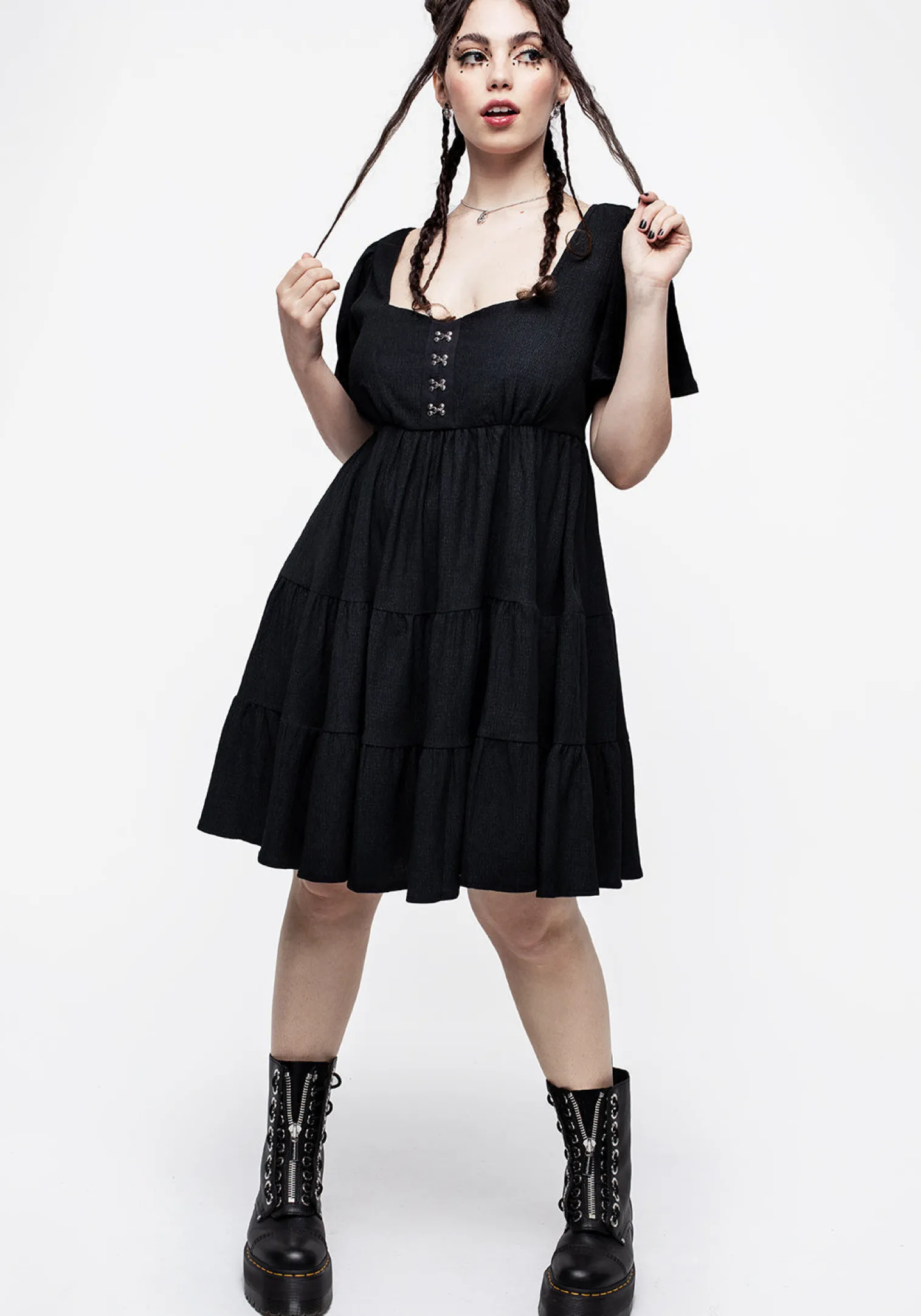 Revenge Tiered Crinkle Mini Dress
