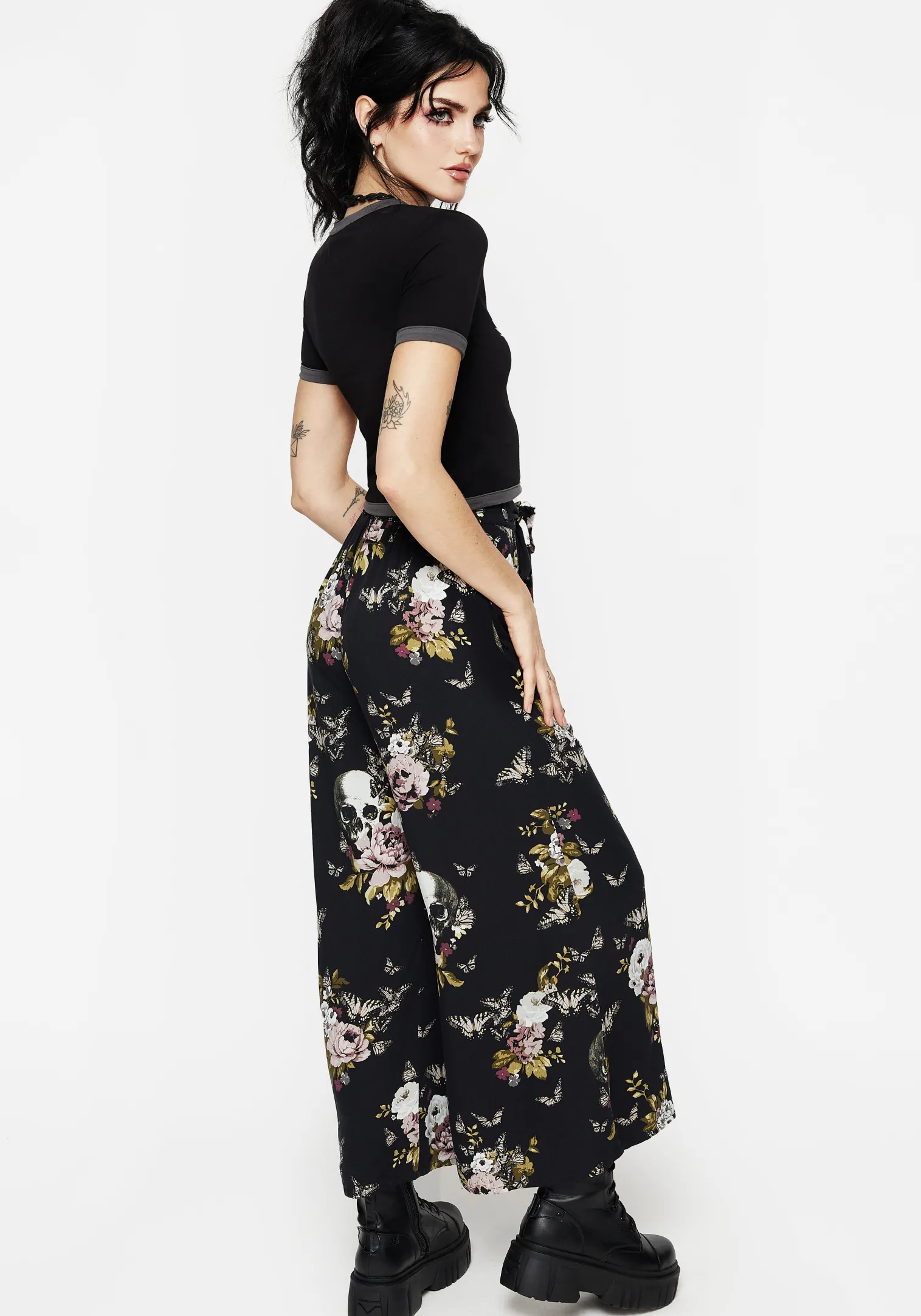 Revival Floral Wide Leg Culotte Trousers
