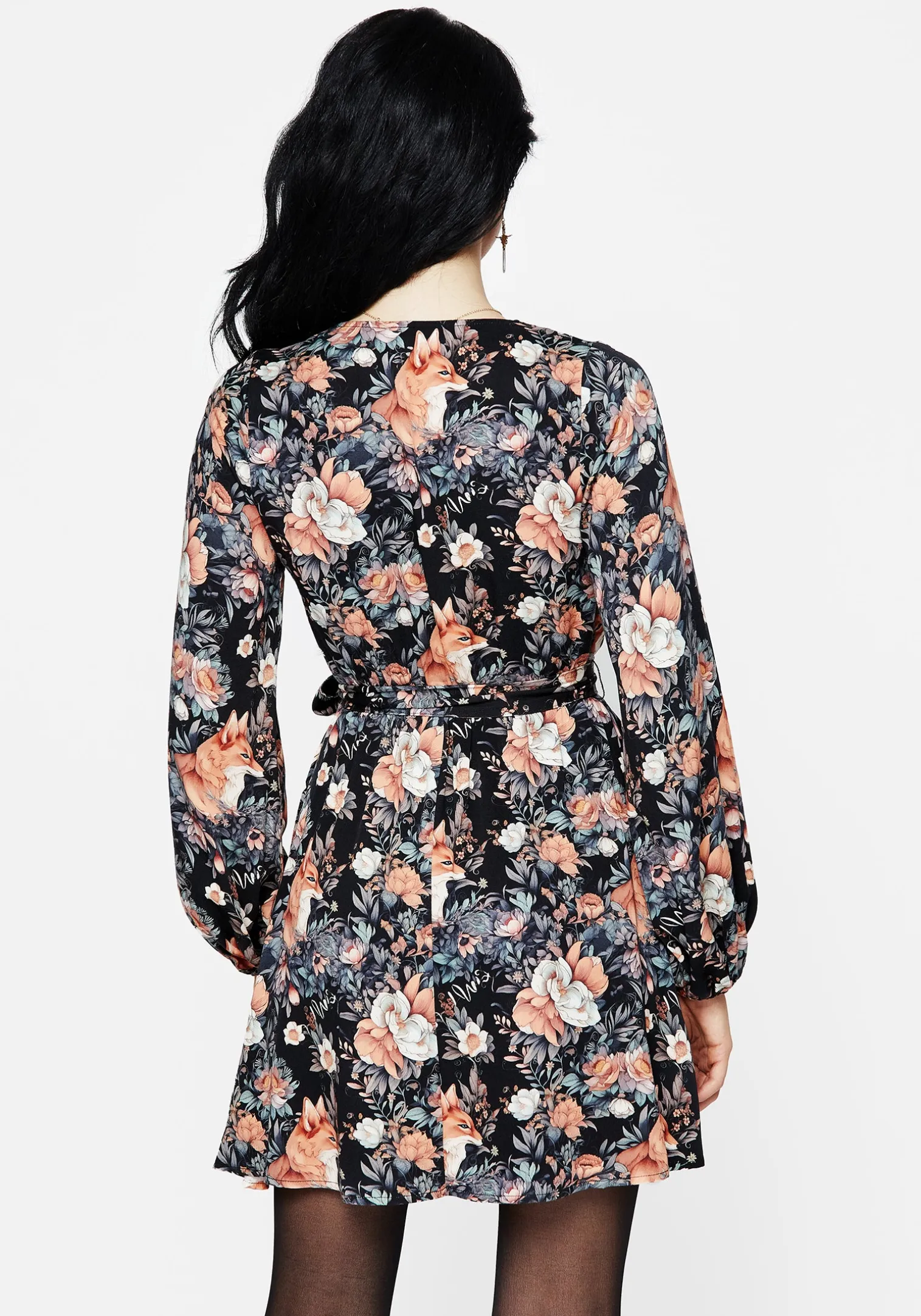 Reynard Fox Floral Mini Wrap Dress