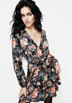 Reynard Fox Floral Mini Wrap Dress