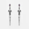 Ritual Dagger Amethyst Drop Earrings