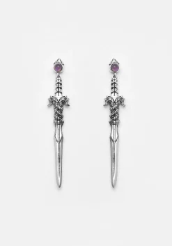 Ritual Dagger Amethyst Drop Earrings