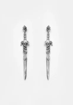 Ritual Dagger Amethyst Drop Earrings