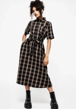 Rogue Check Cotton Midi Shirt Dress