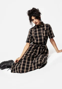 Rogue Check Cotton Midi Shirt Dress