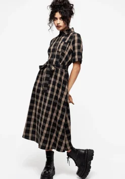 Rogue Check Cotton Midi Shirt Dress