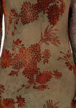 Rosaleigh Flock Velour Mesh Midaxi Dress