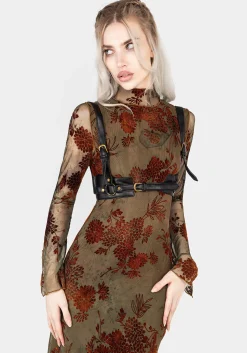 Rosaleigh Flock Velour Mesh Midaxi Dress