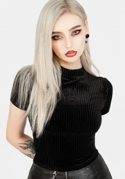 Rosaline Velour Rib Crop Top