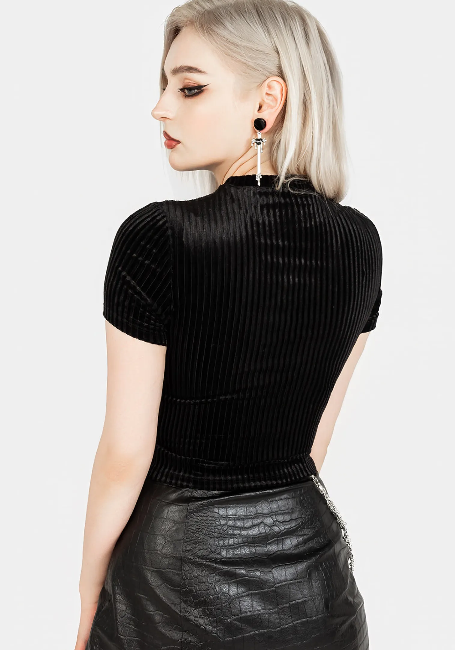 Rosaline Velour Rib Crop Top
