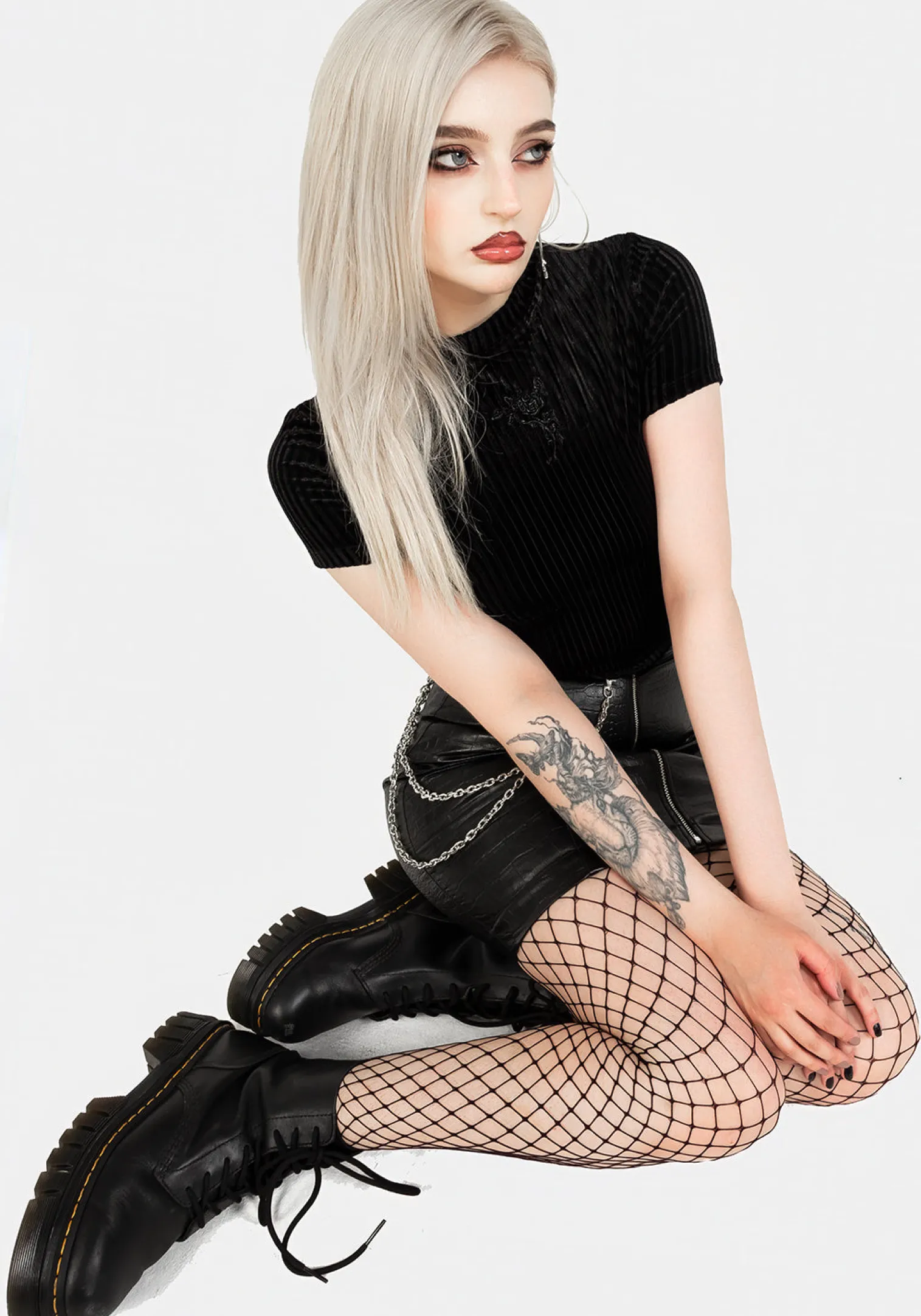 Rosaline Velour Rib Crop Top