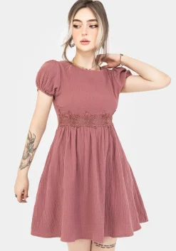 Rosamoth Applique Trim Cotton Mini Smock Dress