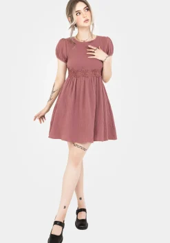Rosamoth Applique Trim Cotton Mini Smock Dress