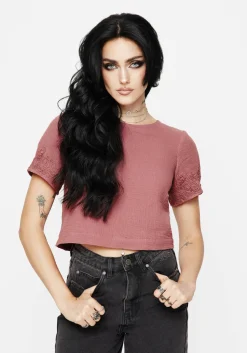 Rosamoth Applique Trim Cotton Short Sleeve Top