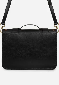 Rosamoth Buckle Vine Embroidered Satchel Bag - Black