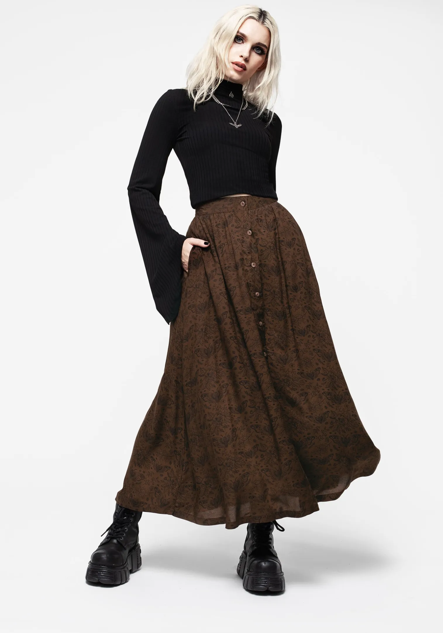 Rosamoth Button Up Midi Skirt