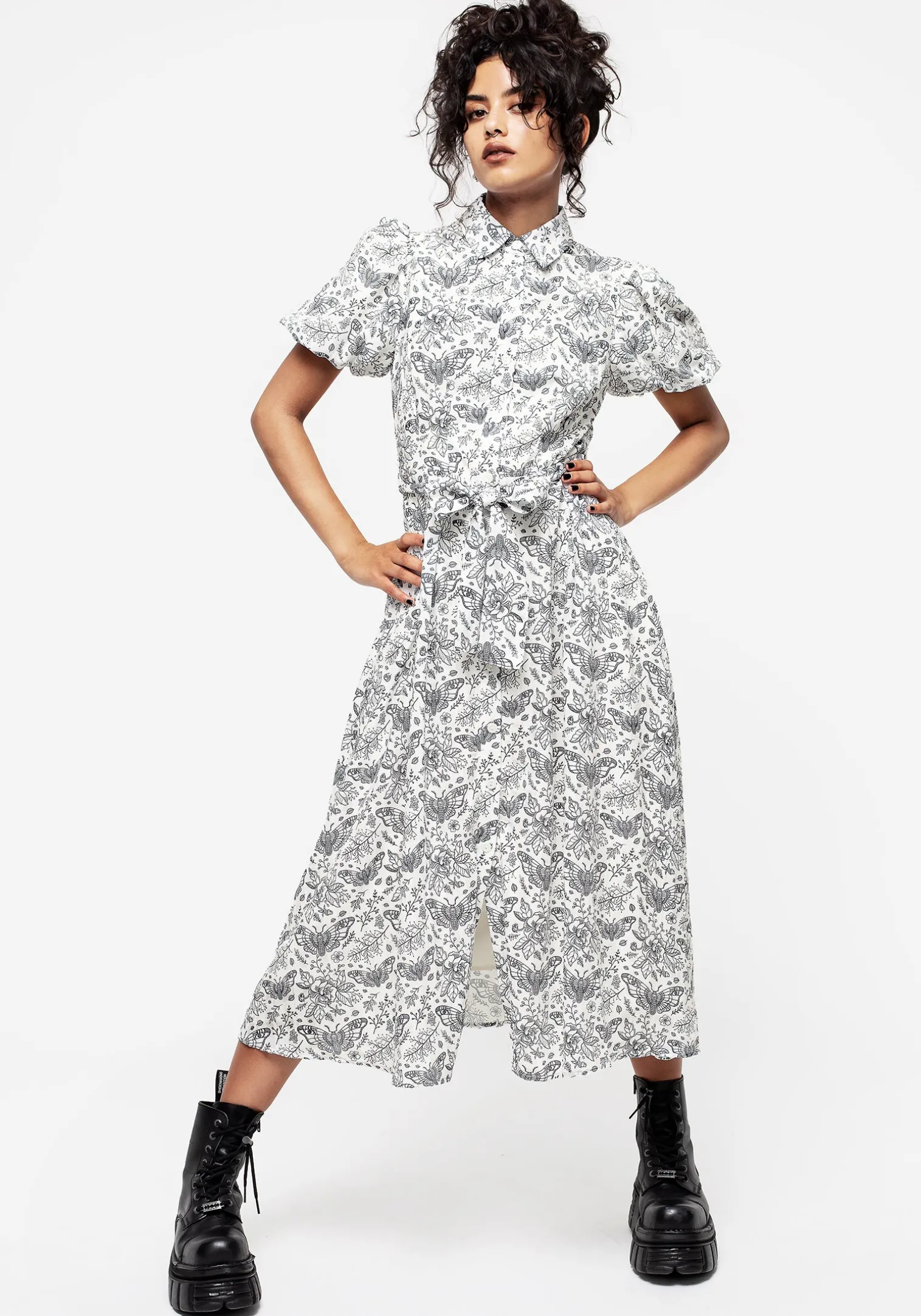 Rosamoth Chiffon Midi Shirt Dress - White