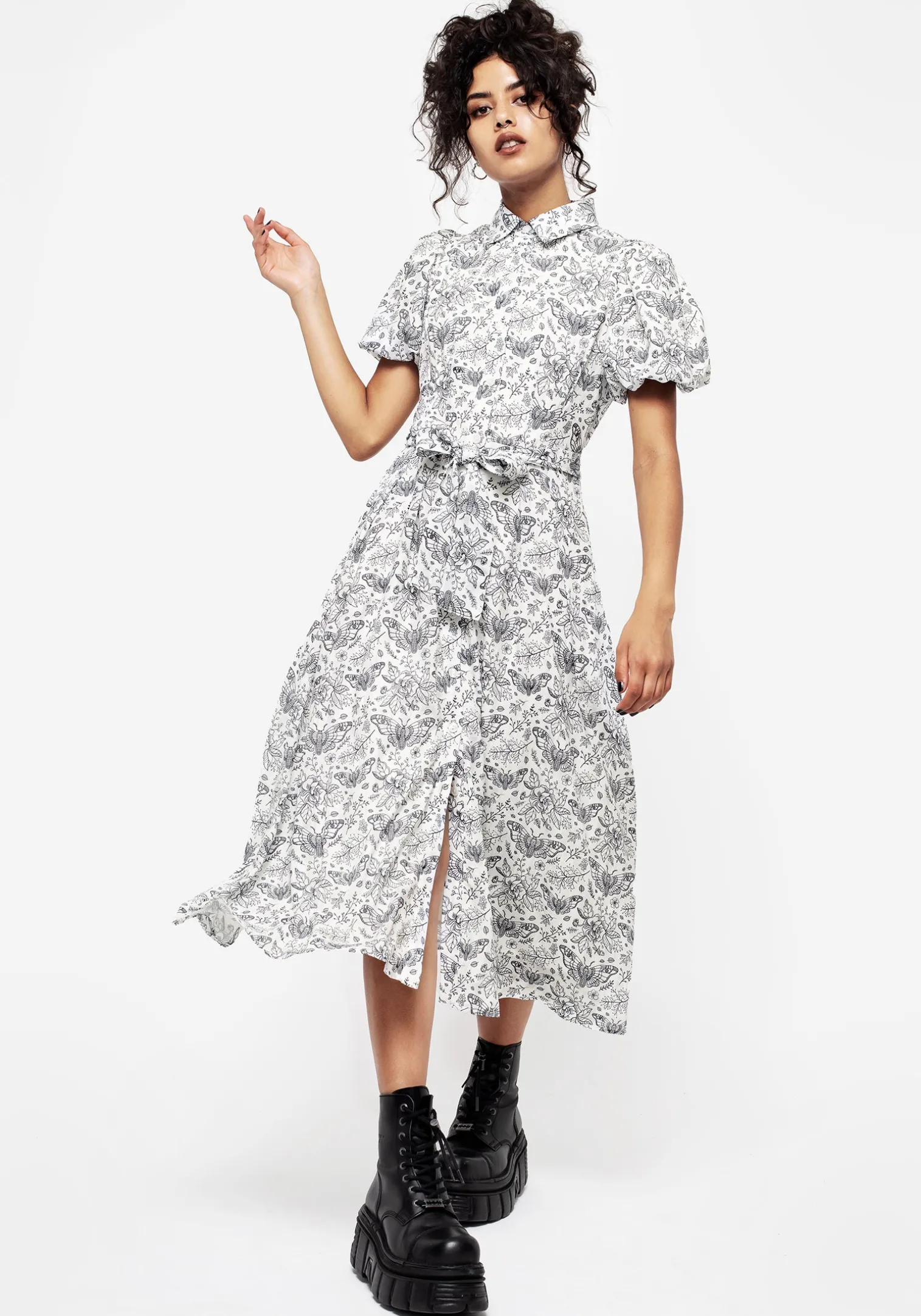 Rosamoth Chiffon Midi Shirt Dress - White