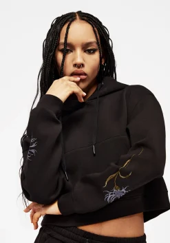 Rosanella Floral Embroidered Crop Hoody