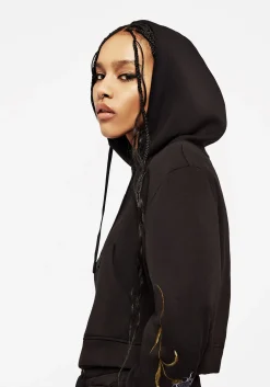 Rosanella Floral Embroidered Crop Hoody