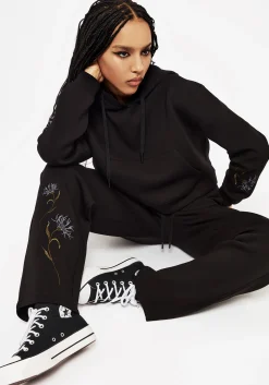 Rosanella Floral Embroidered Crop Hoody