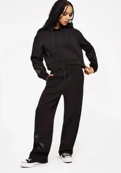 Rosanella Floral Embroidered Crop Hoody