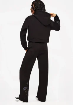 Rosanella Floral Embroidered Wide Leg Sweatpants
