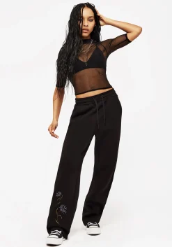 Rosanella Floral Embroidered Wide Leg Sweatpants
