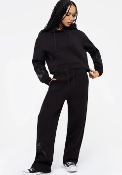 Rosanella Floral Embroidered Wide Leg Sweatpants