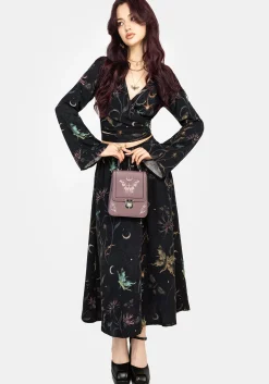 Rosanella Floral Print Flare Sleeve Wrap Top