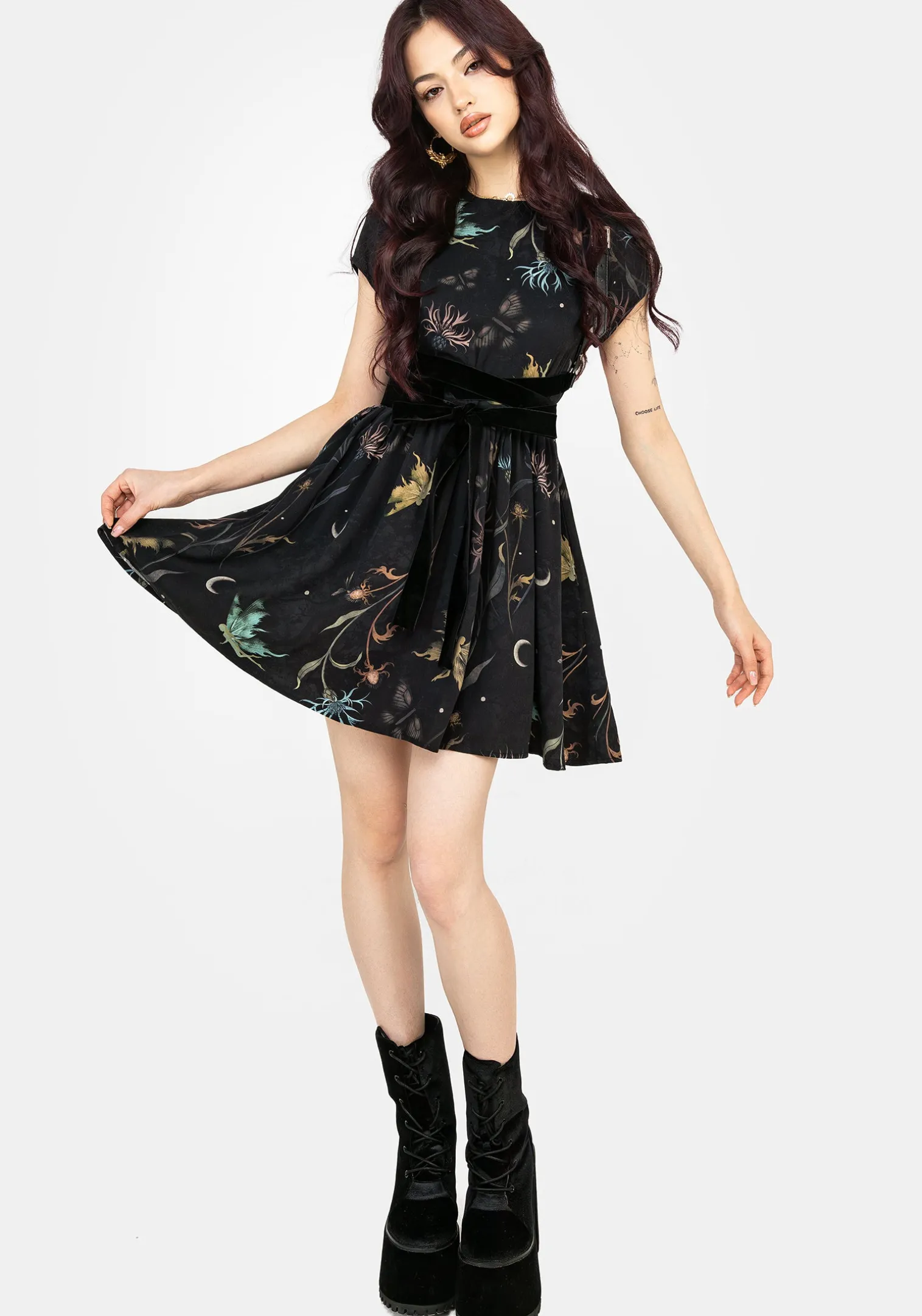 Rosanella Floral Print Mini Smock Dress