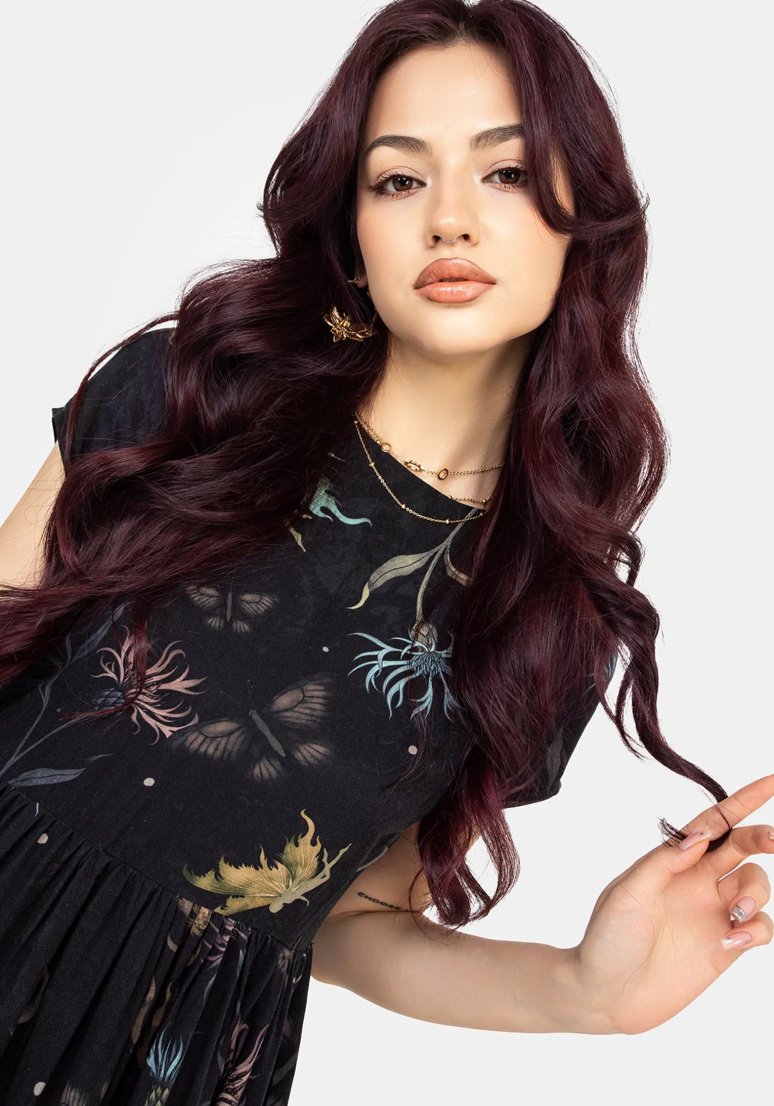 Rosanella Floral Print Mini Smock Dress