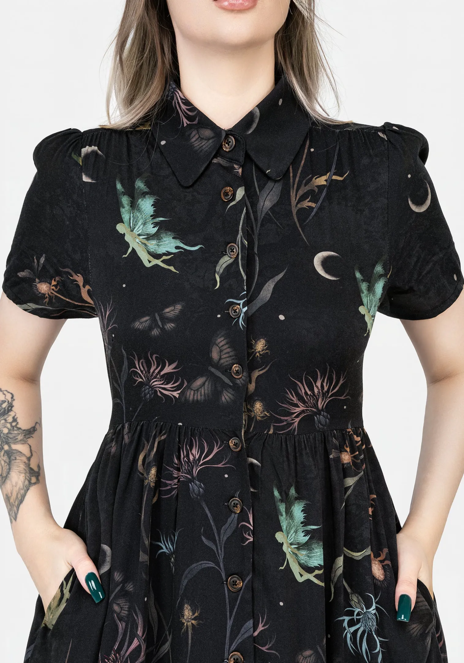 Rosanella Floral Print Midi Shirt Dress