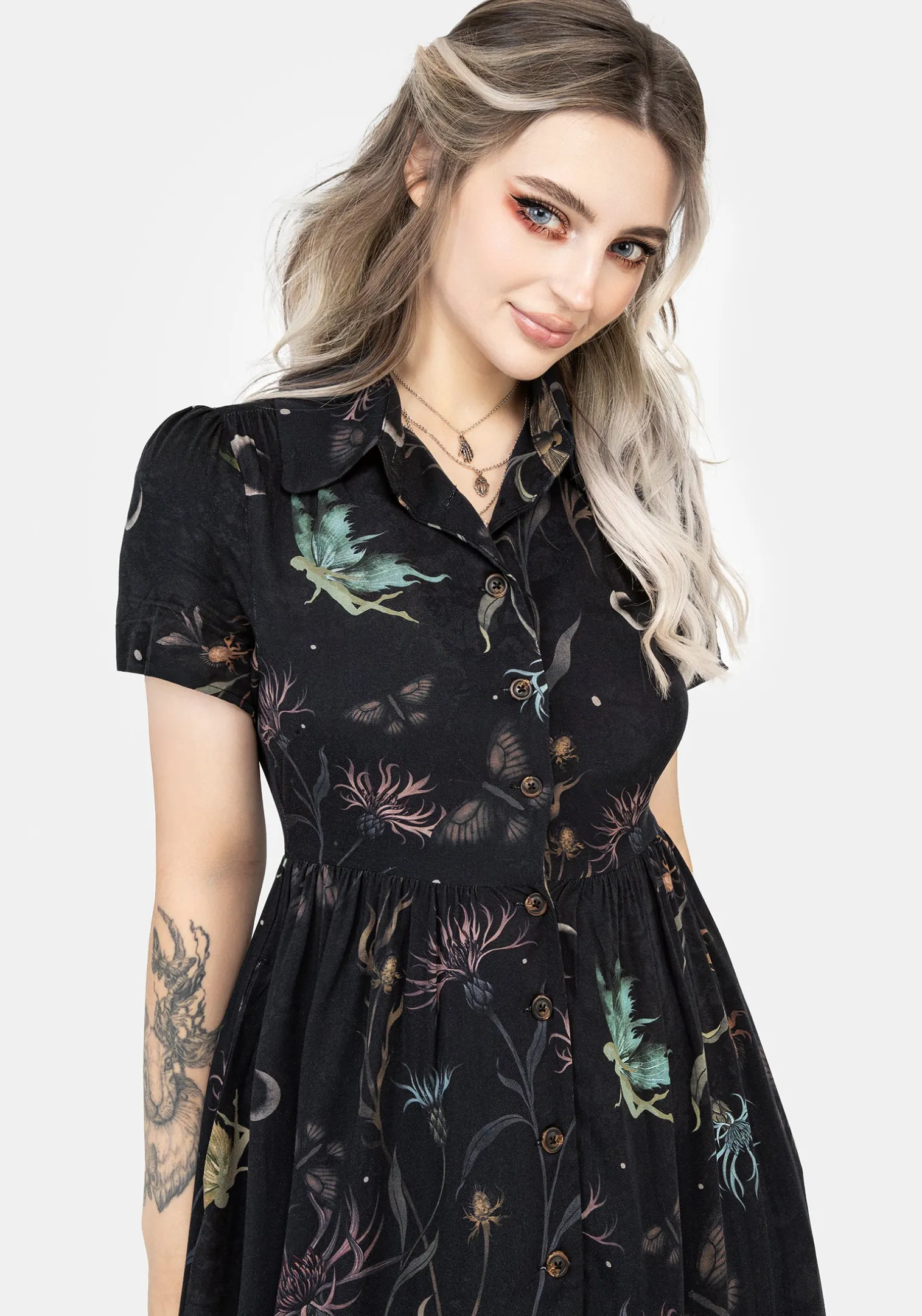 Rosanella Floral Print Midi Shirt Dress