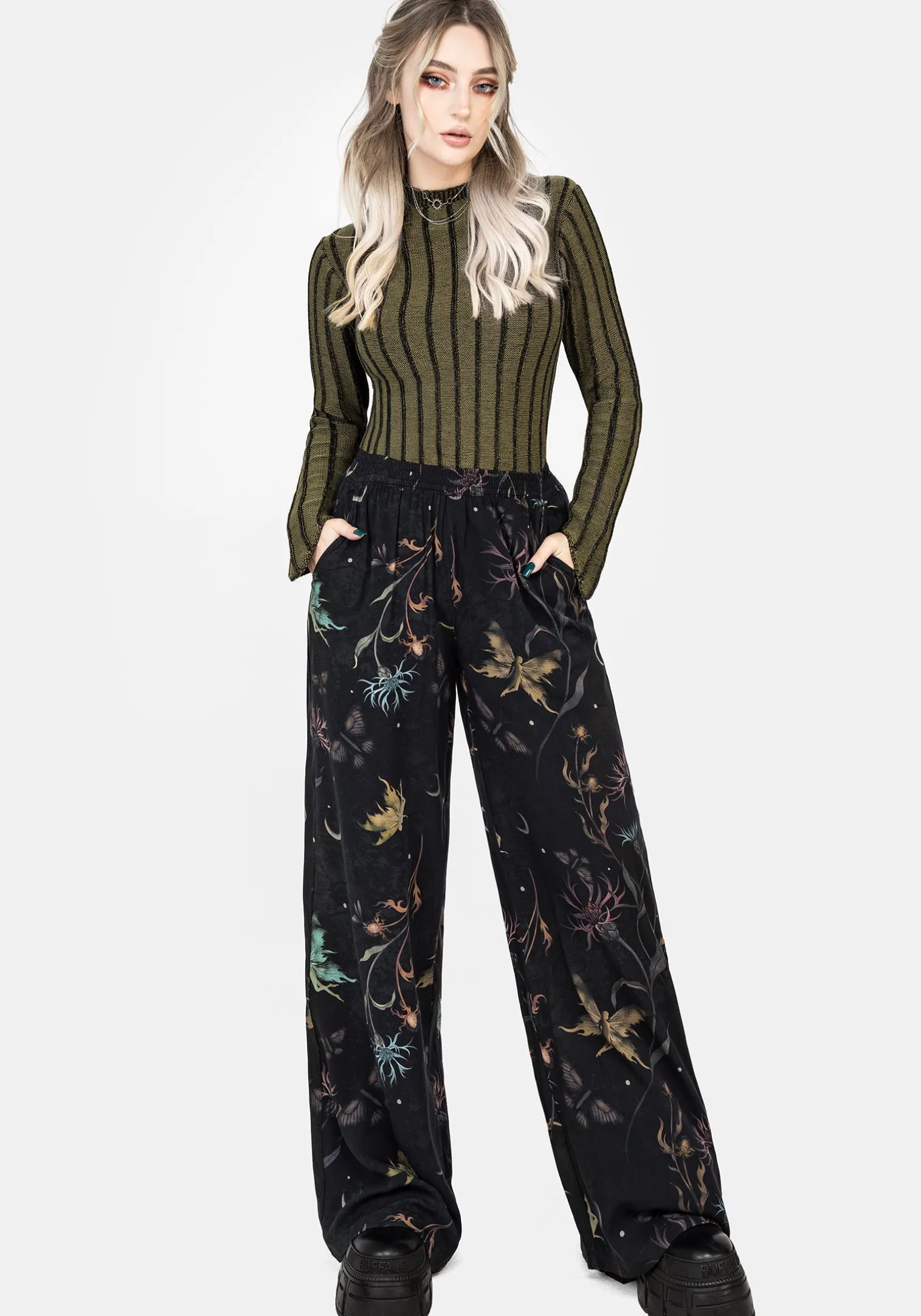 Rosanella Floral Print Straight Leg Trousers