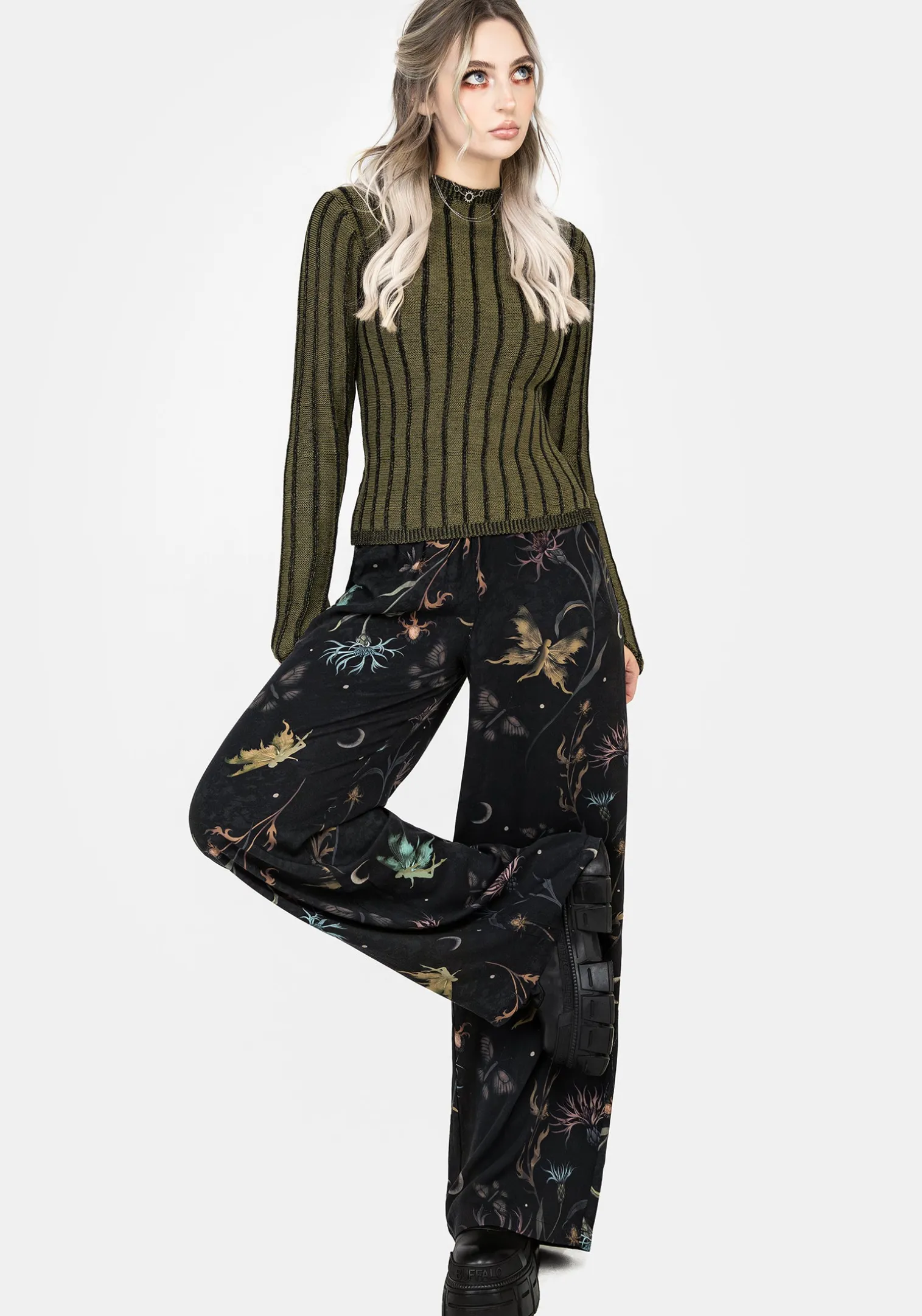 Rosanella Floral Print Straight Leg Trousers