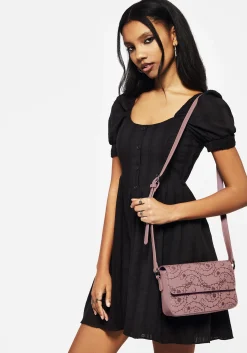 Rosethorn Floral Debossed Crossbody Bag