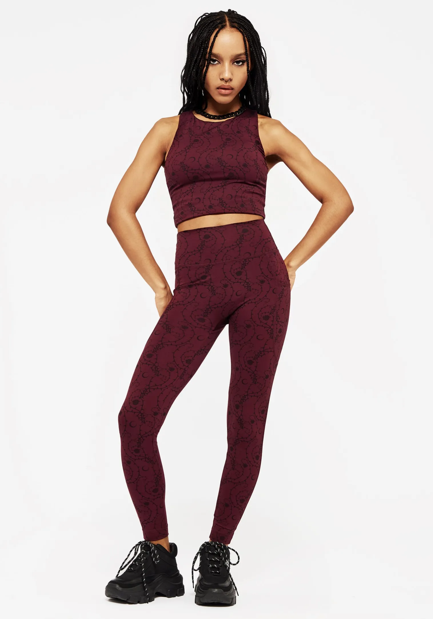 Rosethorn Floral Print Athleisure Sports Leggings