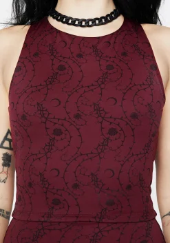 Rosethorn Floral Print Racerback Athleisure Sports Top