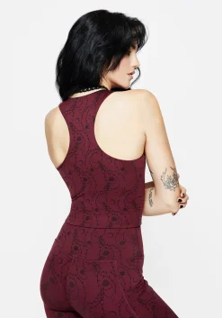 Rosethorn Floral Print Racerback Athleisure Sports Top