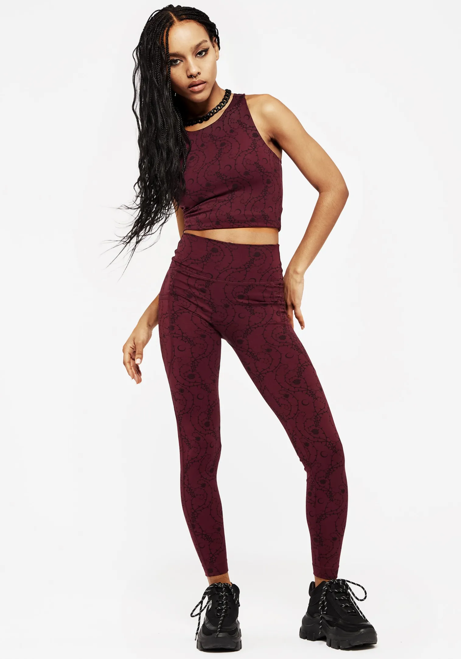 Rosethorn Floral Print Racerback Athleisure Sports Top