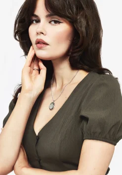 Rosette Button Up Midi Dress