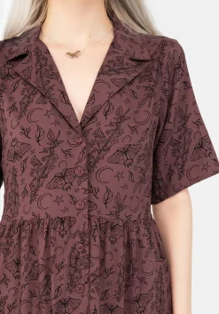 Roxana Moth Foxglove Button Down Midi Shirt Dress